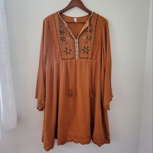 NWOT LLOVE Brown Embroidered Dress
